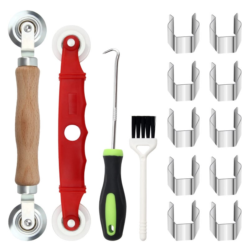 Window Screen Repair Kit Mesh Screen Spline Roller Repair Tools Kit with Screen Installer Clips Metal and Plastic Spline Fixing Tool Kit for Window Screen1