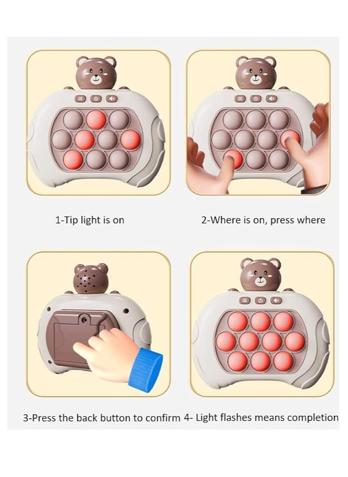 Halayaya Pop It Game Quick Push Game Console Quick Response Game Toy, Push Pop Bubble Fidget Sensory Toy (Bear)