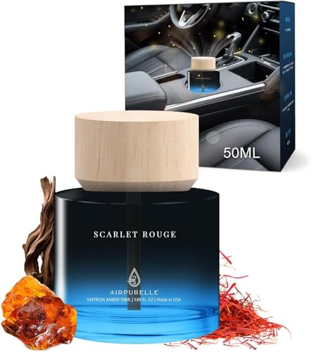 AirPurelle Car Air Freshener 50ML 17 FL OZ Car Air Fresheners Perfume Saffron Amber Fragrance Oil Air Diffuser for Car 180 days Long Lasting Fragrance Car Air Freshner Wooden Cup Design Made in USA - Image 1