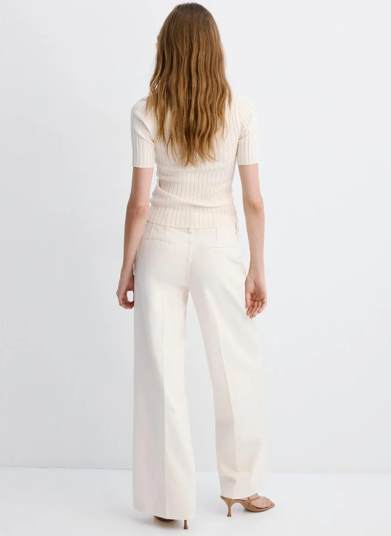 مانجو Wide leg mid-rise jeans