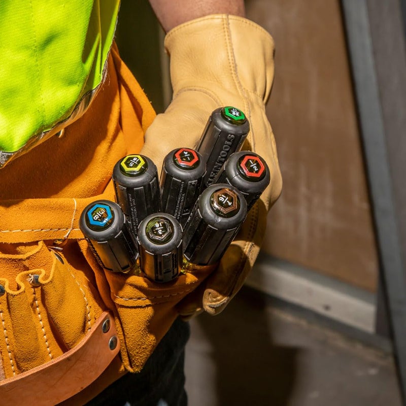 Klein Tools 631 Tool Set, Made in USA, Nut Driver Set w/Hex Nut Sizes 3/16, 1/4, 5/16, 11/32, 3/8, 7/16 and 1/2-Inch on 3-Inch Full Hollow Shaft, 7-Piece - Image 3