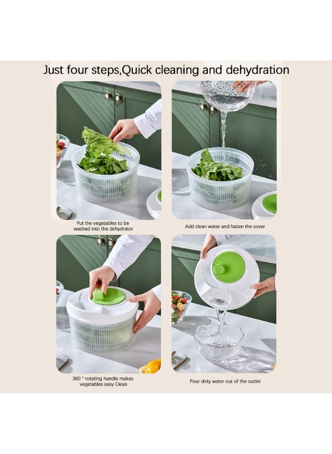 DOUGEI 3l Rotating Vegetable Strainer with Bowl Salad Spinner Vegetable Washer Fruit Vegetable Bowl Salad Spinner with Cover Vegetable, Good Grips Salad Spinner, Kitchen Tool for Lettuce Dryer Salad Shooter Small Salad Spinner - Image 4