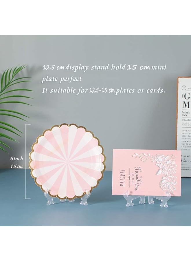 erorex Clear Display Stand 24 Pack Plastic Easel Plate 12.5 Cm Plate Holder Foldable Plate Stand Plate Display Stands For Home Decoration Birthdays Display Pictures Or Other Items - Image 2