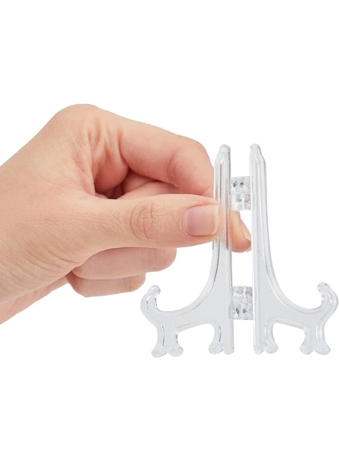 erorex Clear Display Stand 24 Pack Plastic Easel Plate 12.5 Cm Plate Holder Foldable Plate Stand Plate Display Stands For Home Decoration Birthdays Display Pictures Or Other Items - Image 1
