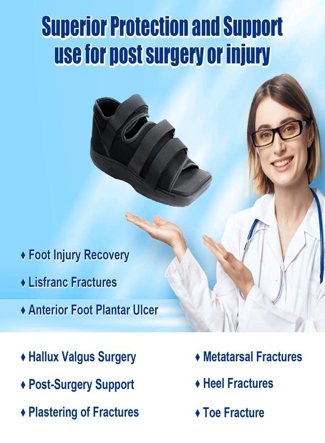 Estinko Post Op Shoe, Post Op Recovery Shoe, Adjustable Medical Walking Shoe for Post Surgery or Operation Foot Support, Broken Foot or Toe, Fracture or Ulcer, S, Male Size 6.5-8, Female Size 8-9.5 - Image 2
