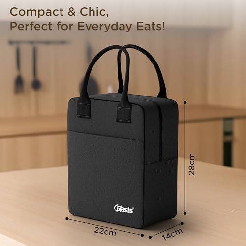 Crasts Insulated Lunch Bag Office Tiffin Bags for Men and Women, Hot & Cold Travel Lunch Box for Men, Tiffin Box & Bottles, Lunch Bag for Office, Picnic Bag (Black) - Image 3