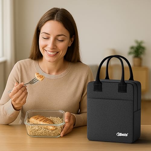 Crasts Insulated Lunch Bag Office Tiffin Bags for Men and Women, Hot & Cold Travel Lunch Box for Men, Tiffin Box & Bottles, Lunch Bag for Office, Picnic Bag (Black) - Image 2