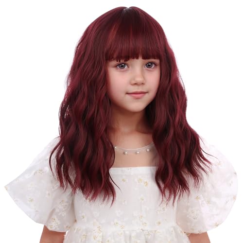 DUDUWIG Kids Wine Red Wig Child Short Wine Red Wavy Curly Wig with Bangs Synthetic Cosplay Hair Wig for kids Children - Image 3