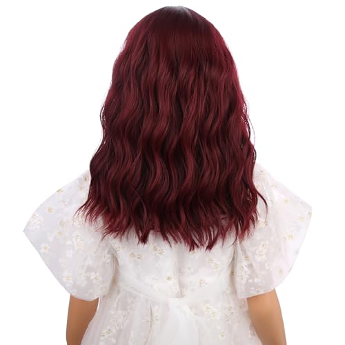 DUDUWIG Kids Wine Red Wig Child Short Wine Red Wavy Curly Wig with Bangs Synthetic Cosplay Hair Wig for kids Children - Image 4