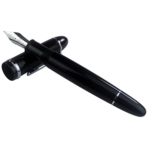 Baldheadsally Jinhao X159 Black Fountain Pen # 8 Fine Point Silver Trim Smooth Writing Instrument with Converter - Image 5