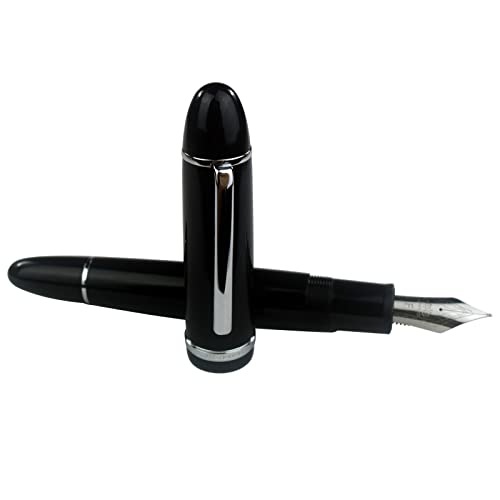 Baldheadsally Jinhao X159 Black Fountain Pen # 8 Fine Point Silver Trim Smooth Writing Instrument with Converter - Image 4