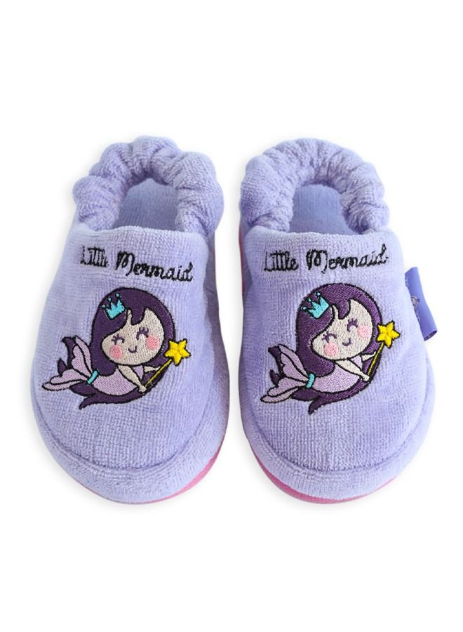 Kids Slippers, 4-5 Years Old, 20cm 100% Cotton, Kids Indoor Slippers, Non-Slip Soft Sole, Slip-On Lightweight, Breathable, Ideal for Home, Bath, Indoor Use, Little Mermaid Design, For Boys and Girls - Image 2