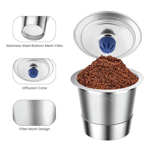 YEOSEN Stainless Steel Reusable K Cups for Keuring 2.0 and 1.0, Reusable Coffee Pods for Keuring Coffee Maker,Permanent Reusable K Cups Sturdy Coffee Filters (1 PACK) - Image 3