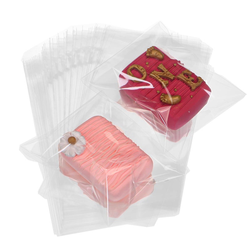 TEMLQPACK 100Pcs 4 x 6 Inch Clear Cellophane Bags for Cookies, Rice Krispie Treats, Macarons, Brownies, Soap, Chocolate Truffles, Candy - Ideal for Wedding & Birthday Party Favors - Image 1