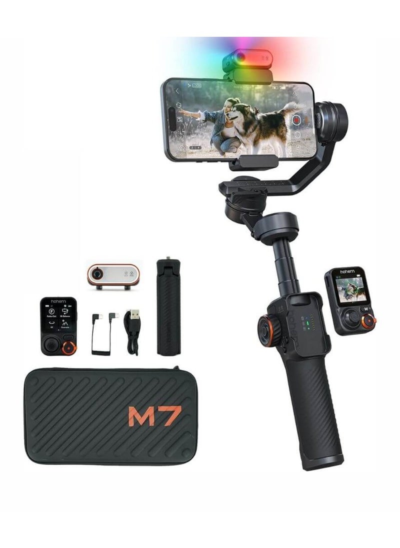 hohem - Hohem iSteady M7 Gimbal Stabilizer for Smartphone, Magnetic AI Tracker Fill Light, Detachable Touchscreen Remote Controller, Built-in Extension Rod, 500g Payload Gimbal Stabilizer for iPhone Android - Image 1