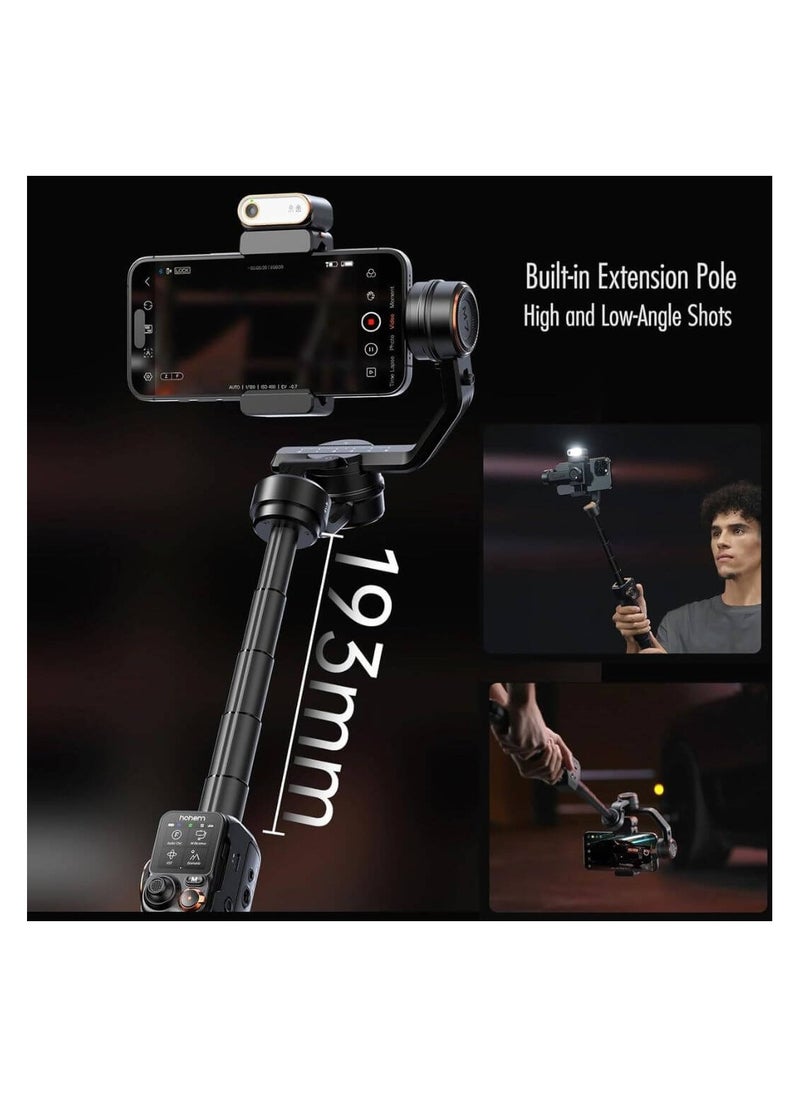 hohem - Hohem iSteady M7 Gimbal Stabilizer for Smartphone, Magnetic AI Tracker Fill Light, Detachable Touchscreen Remote Controller, Built-in Extension Rod, 500g Payload Gimbal Stabilizer for iPhone Android - Image 1