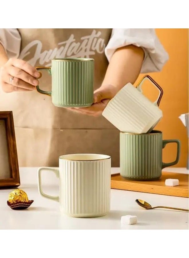 4-Pack 350ml Porcelain Coffee Mugs – Stylish Korean-Style Mugs for Hot & Cold Drinks, Cappuccino, Tea, Iced Coffee, Dishwasher & Microwave Safe - Image 2