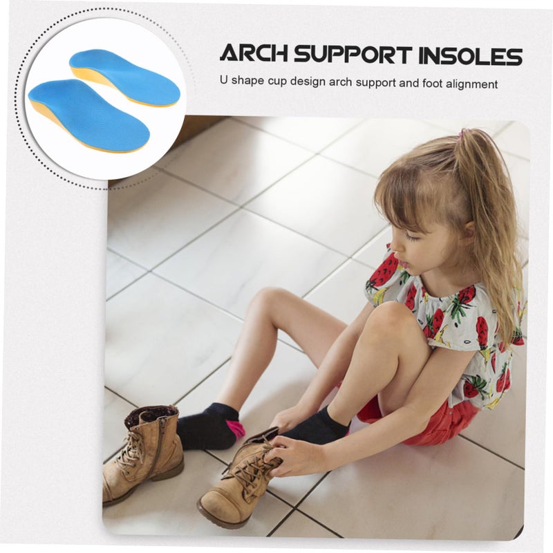 Arch Support Insoles For Kids Mesh Yellow Size 4 Comfortable Cushion Pads Healthy Walking Foot Alignment - Image 3