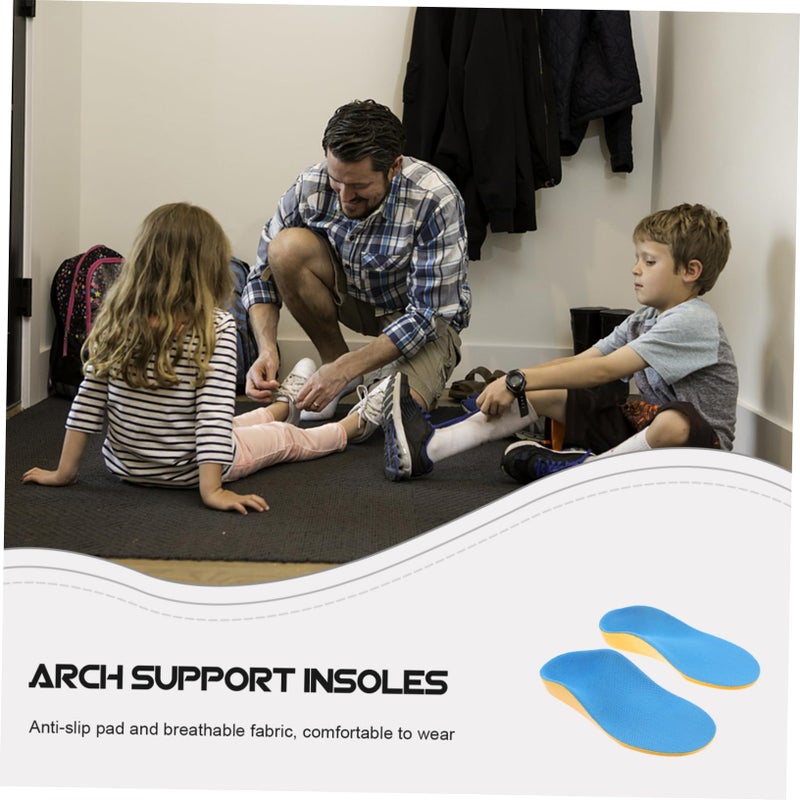 Arch Support Insoles For Kids Mesh Yellow Size 4 Comfortable Cushion Pads Healthy Walking Foot Alignment - Image 4