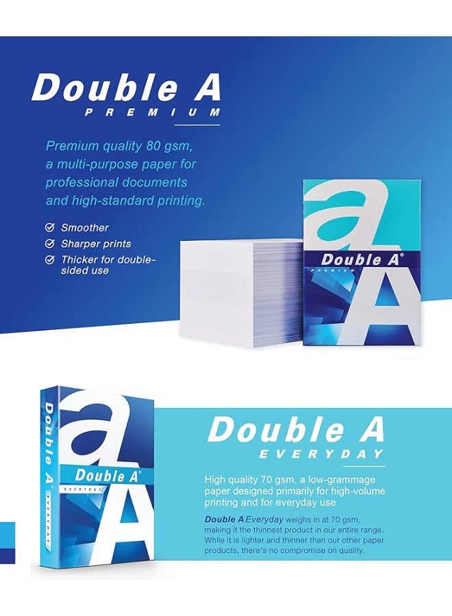 Double A أوراق ورق نسخ للطابعات، مقاس A4، GSM 80، 500 ورقة - Image 4