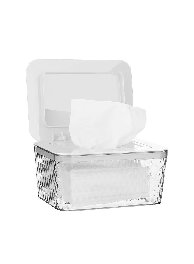 Whiidoom Wipes Dispenser, One-Handed Operation Wipe Holder for Baby & Adult, Seal-Designed Wipes Container for Bathroom Keep Diaper Wipes Fresh (White) - Image 1