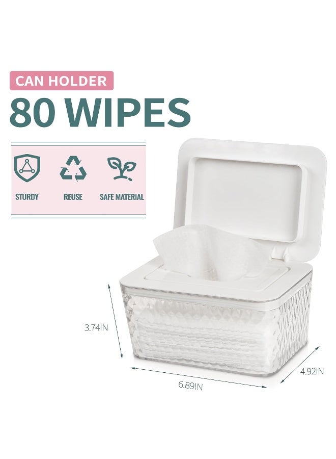 Whiidoom Wipes Dispenser, One-Handed Operation Wipe Holder for Baby & Adult, Seal-Designed Wipes Container for Bathroom Keep Diaper Wipes Fresh (White) - Image 2