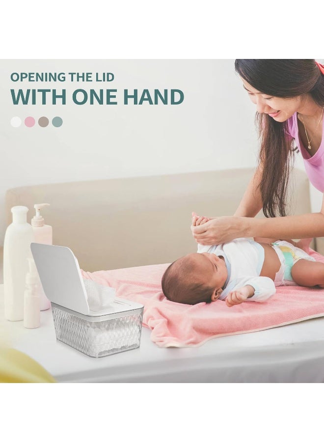 Whiidoom Wipes Dispenser, One-Handed Operation Wipe Holder for Baby & Adult, Seal-Designed Wipes Container for Bathroom Keep Diaper Wipes Fresh (White) - Image 4