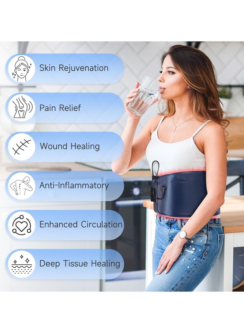 Ru syanl Red Light Therapy for Body Portable Red Light Therapy Belt for Back Pain Relief 3 in-1 Infrared Light Therapy with Soft Skin-Friendly Fabric 630nm and 850nm Light Therapy Belt for Relaxing Muscle  - Image 3