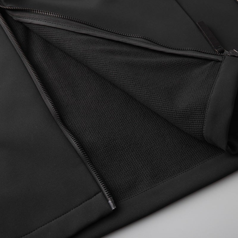 Fat Guy Thin Velvet Nylon Soft Shell Jacket Men'S Plus Size Stand Collar Removable Hood Casual Jacket - Image 5