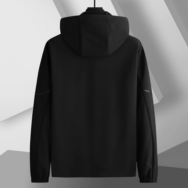 Fat Guy Thin Velvet Nylon Soft Shell Jacket Men'S Plus Size Stand Collar Removable Hood Casual Jacket - Image 3