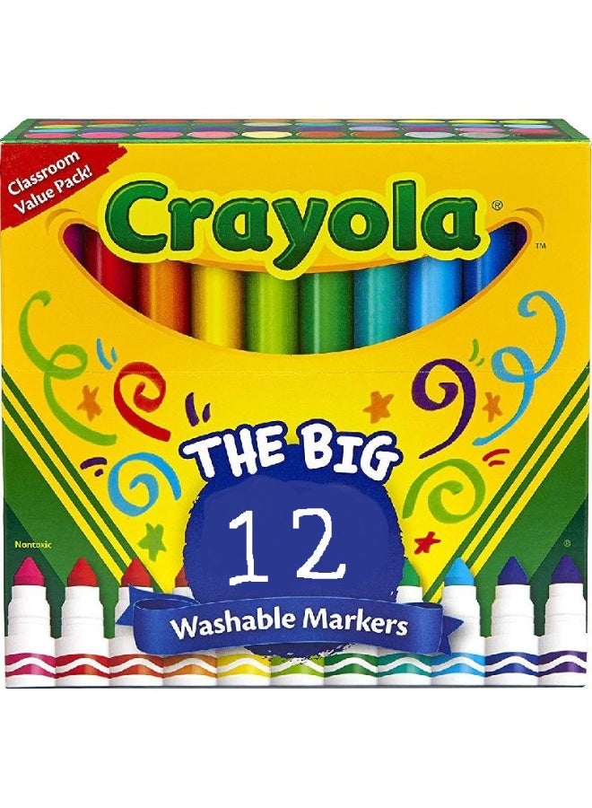 Broad Line Color Marker (Washable) Assorted 12 Colors