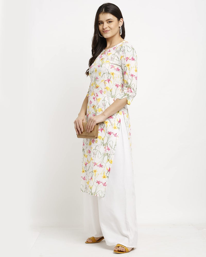 Rajnandini Women's Pure Cambric Cotton Jaipuri Printed Regular Fit Kurti (JOPLJPR89-XL_White_XL) - Image 4