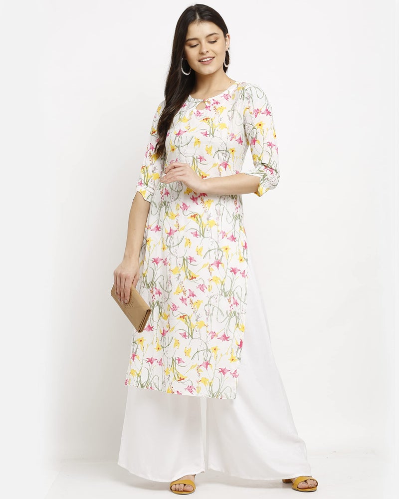 Rajnandini Women's Pure Cambric Cotton Jaipuri Printed Regular Fit Kurti (JOPLJPR89-XL_White_XL) - Image 3
