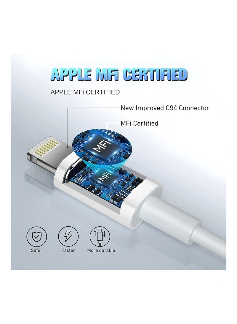 أبلينم كابل شاحن iPhone مكون من قطعتين بطول 1 متر [معتمد من MFi] كابل USB إلى Lightning شحن سريع وتوصيل طاقة PD 20 وات كابل iPhone لـ iPhone 14/14 Pro/14 Plus/14 Pro Max، iPad Pro، iPhone 8-13 جميع السلاسل - Image 5