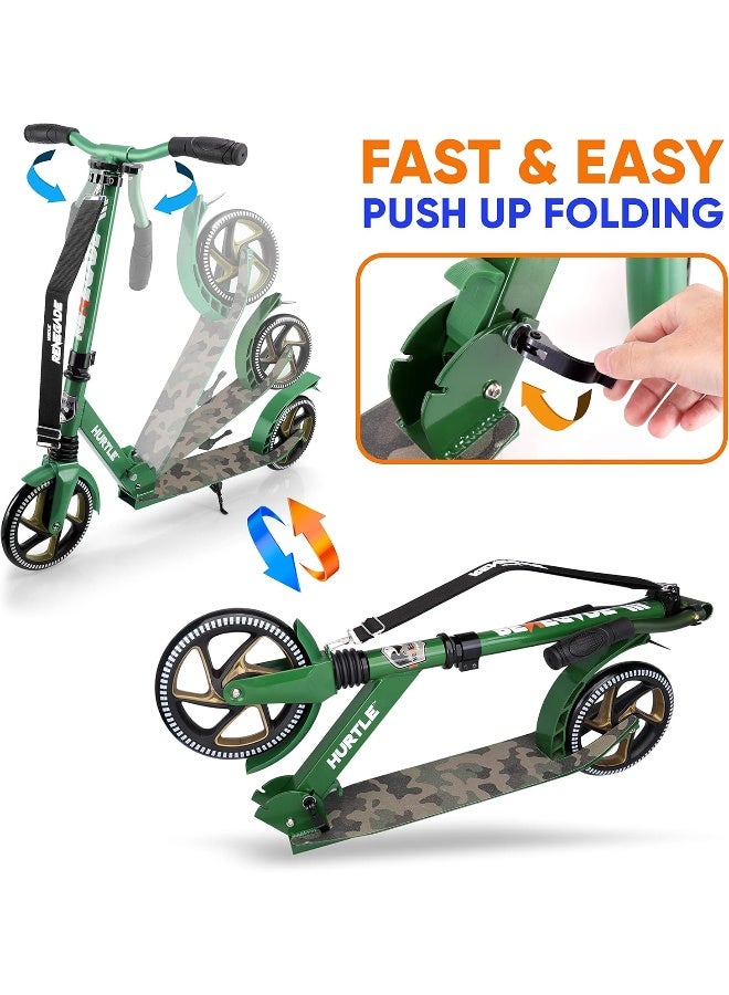 Hurtle Scooter – Scooter for Teenager – Kick Scooter – 2 Wheel Scooter with Adjustable T-Bar Handlebar – Folding Adult Kick Scooter with Alloy Anti-Slip Deck – Scooter with 8” Smooth Gliding Wheels by Hurtle - Image 1