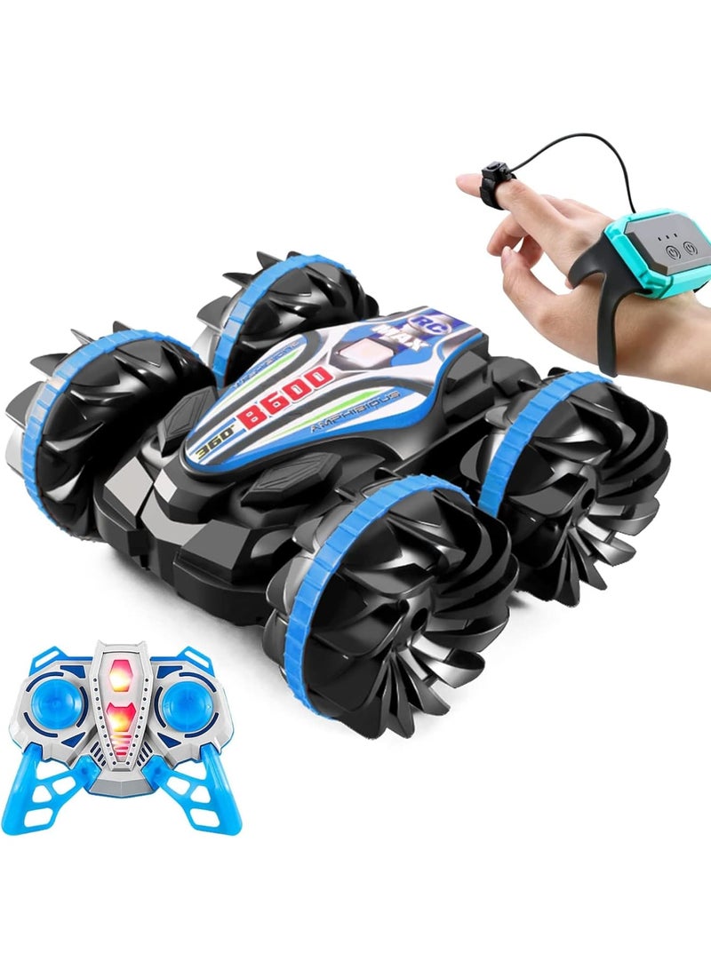 Zikra Amphibious Remote Control Car - 2.4 GHz, 4WD Waterproof RC Stunt Car Boat, 360¬∞ Rotating Hobby Racing Car, Gesture Sensor, Ideal for Boys & Girls Aged 6-14, All-Terrain & Water Beach Pool Toy - Image 1
