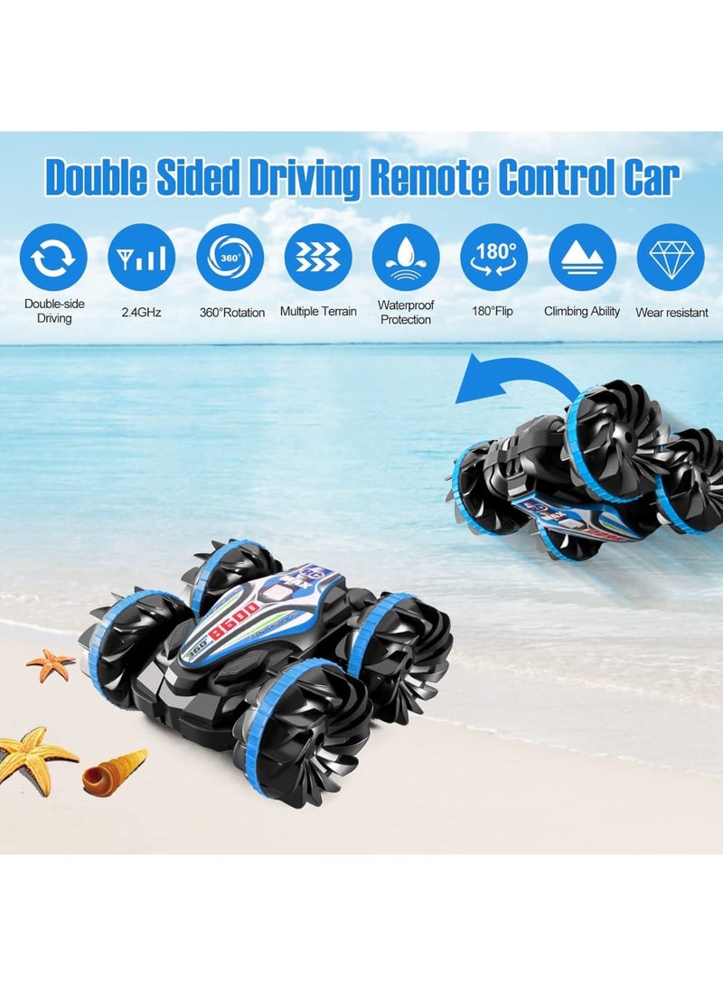 Zikra Amphibious Remote Control Car - 2.4 GHz, 4WD Waterproof RC Stunt Car Boat, 360¬∞ Rotating Hobby Racing Car, Gesture Sensor, Ideal for Boys & Girls Aged 6-14, All-Terrain & Water Beach Pool Toy - Image 4