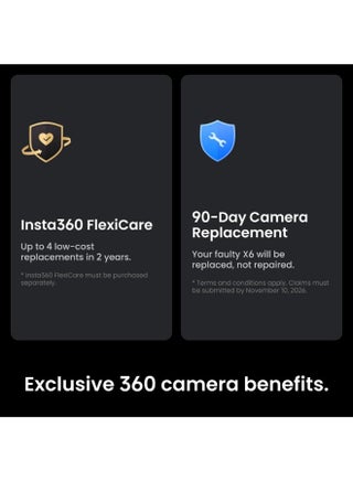 X6 360 Camera Essentials Bundle | 8K Camera + 2x Extreme Batteries + 114cm Invisible Sefie Stick + Lens Cap + Fast Charge Case + Pouch + USB-C Cable + Exteneded Warranty - Black - view 4