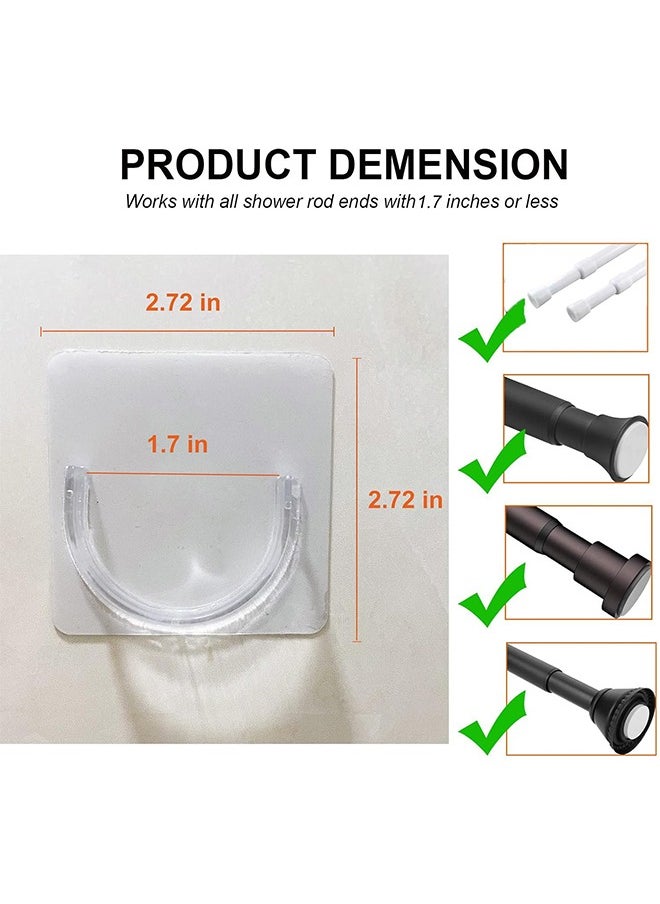 HY Adhesive Shower Curtain Rod Holder 6 Pack,Transparent Tension Bracket,No Drilling(Not Included Rod)（Only For Rods Less Than 1.7 Inch in Diameter at Both Ends）  - Image 3