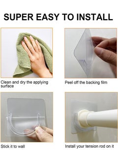 HY Adhesive Shower Curtain Rod Holder 6 Pack,Transparent Tension Bracket,No Drilling(Not Included Rod)（Only For Rods Less Than 1.7 Inch in Diameter at Both Ends）  - Image 5