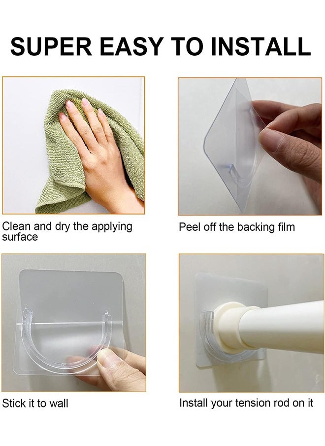 HY Adhesive Shower Curtain Rod Holder 6 Pack,Transparent Tension Bracket,No Drilling(Not Included Rod)（Only For Rods Less Than 1.7 Inch in Diameter at Both Ends）  - Image 5