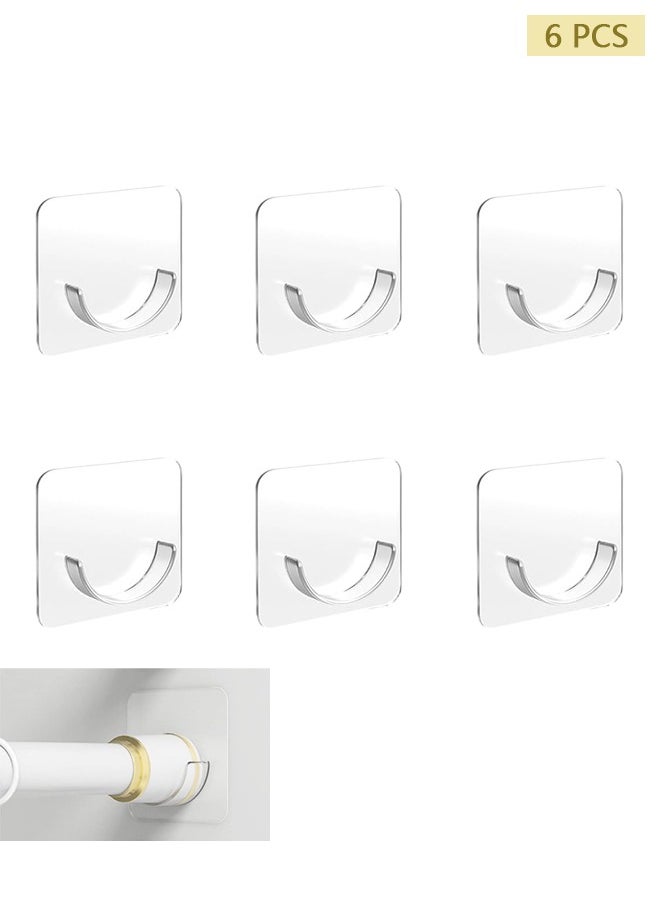 HY Adhesive Shower Curtain Rod Holder 6 Pack,Transparent Tension Bracket,No Drilling(Not Included Rod)（Only For Rods Less Than 1.7 Inch in Diameter at Both Ends）  - Image 1