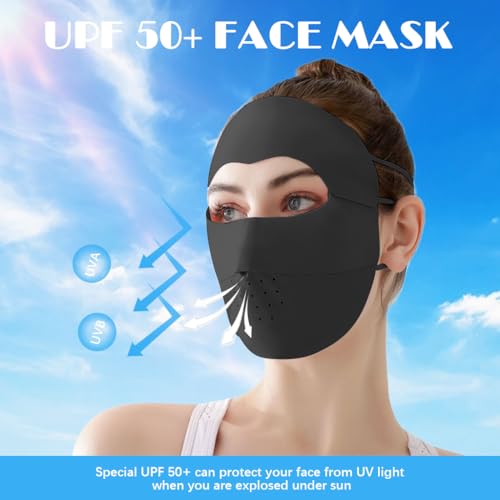 PALAY® Full Face Mask for Sun Protection with UPF 50+ Cooling Ice Silk Fabric, Women Face Cover Mask for Bikers, Reusable UV Masks for Outdoor Running Hiking Cycling Fishing - Black - Image 5