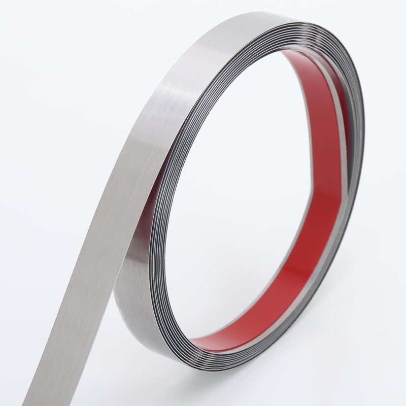Coengwui Peel and Stick Metal Molding Trim, Self-Adhesive Stainless Steel for Wall, Fireplace, Mirror Edging and Craft Decoration (Brushed Silver, 20ft x 0.6in) - Image 1