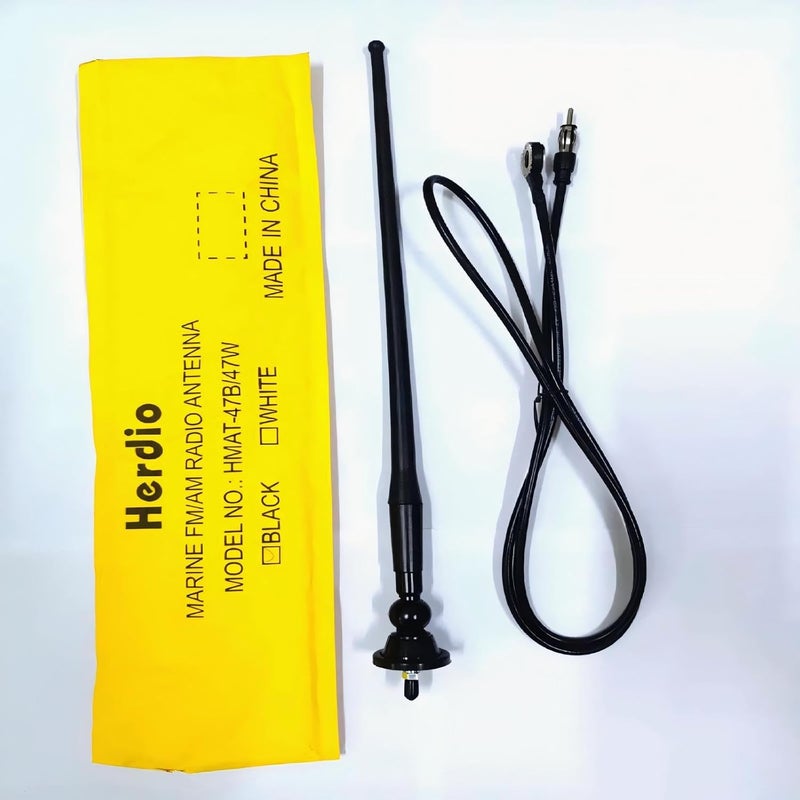 Herdio Waterproof Marine Radio Antenna 3.0mm Connector Rubber Duck Dipole Flexible Mast FM AM Antenna for Boat Car ATV UTV RZR SPA - Image 3