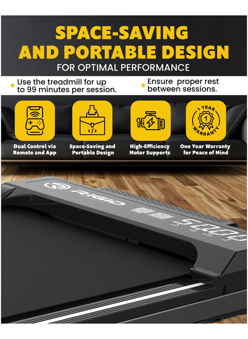 RIGID FITNESS Under Desk 10% Incline Walking Pad, Portable Jogging Treadmill with Remote Control, Space-Saving Design, Easy Setup for Home & Office, Max Load 100kg, Speed 6km/h, with FitShow Track App - Image 3