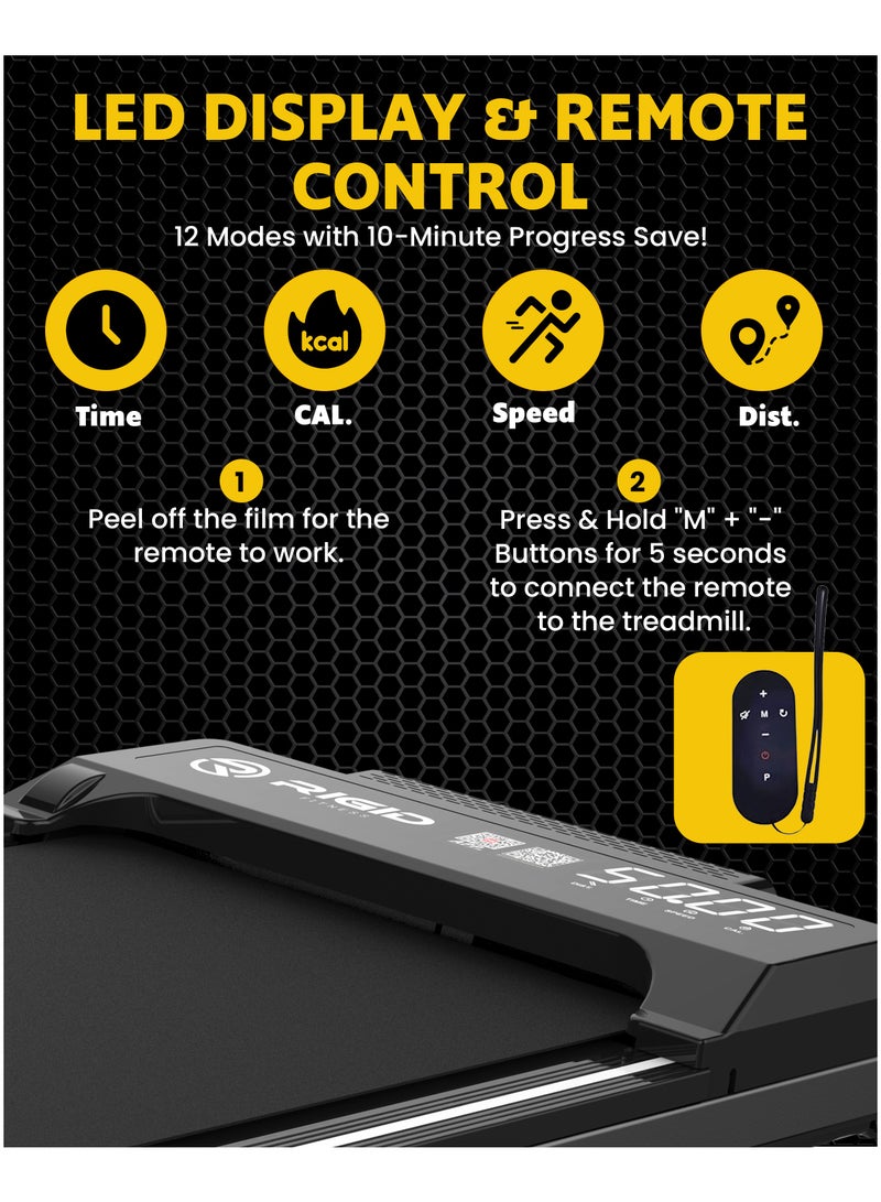 RIGID FITNESS Under Desk 10% Incline Walking Pad, Portable Jogging Treadmill with Remote Control, Space-Saving Design, Easy Setup for Home & Office, Max Load 100kg, Speed 6km/h, with FitShow Track App - Image 4