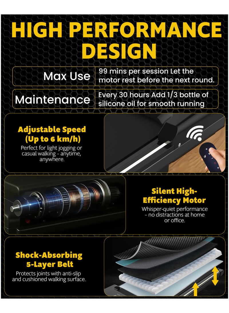 RIGID FITNESS Under Desk 10% Incline Walking Pad, Portable Jogging Treadmill with Remote Control, Space-Saving Design, Easy Setup for Home & Office, Max Load 100kg, Speed 6km/h, with FitShow Track App - Image 5