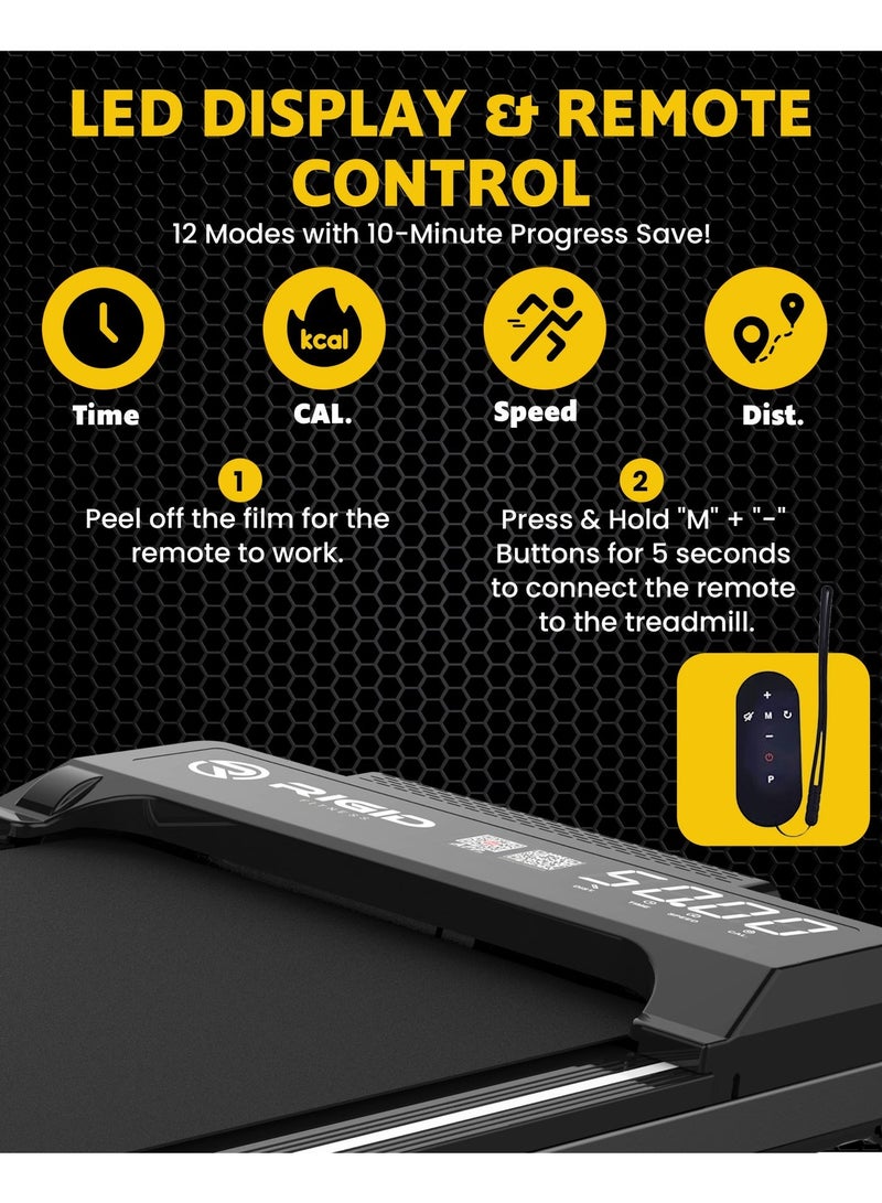 ريجيد فيتنس جهاز مشي بزاوية ميل 10% للاستخدام تحت المكتب، مشاية محمولة مع جهاز تحكم عن بُعد، مع تصميم موفّر للمساحة، سهل التركيب للاستخدام في المنزل والمكتب، أقصى وزن 100 كجم، سرعة 6 كم/س مع تطبيق تتبع FitShow - Image 3