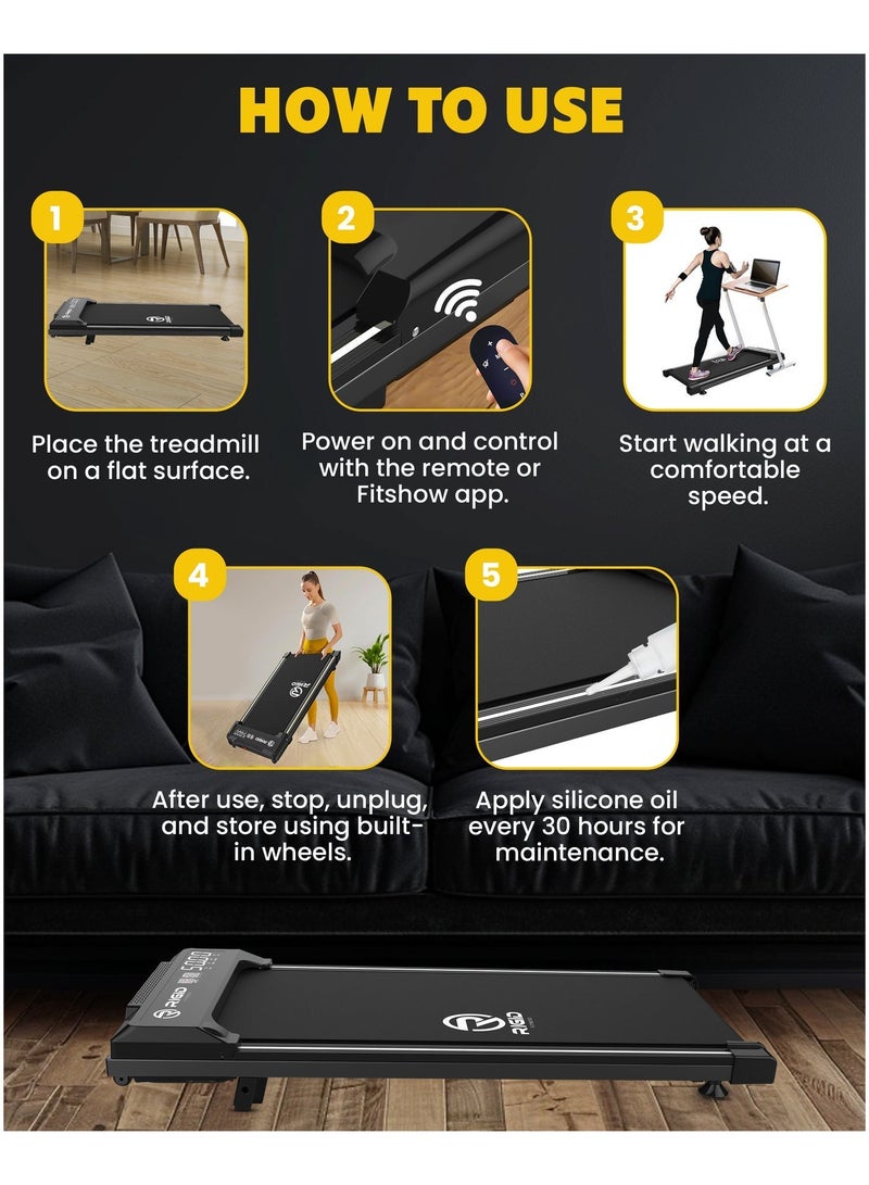 Under Desk 10% Incline Walking Pad, Portable Jogging Treadmill with Remote Control, Space-Saving Design, Easy Setup for Home & Office, Max Load 100kg, Speed 6km/h, with FitShow Track App image 6